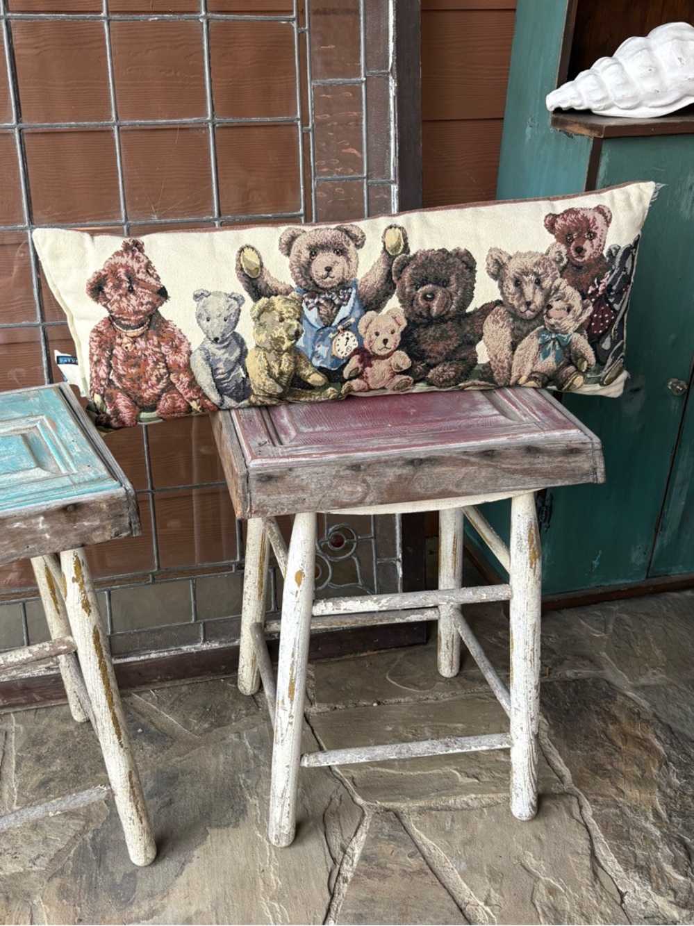 Vintage 90’s Dakotah Tapestry Needlepoint Bear Friends Decorative Pillow USA